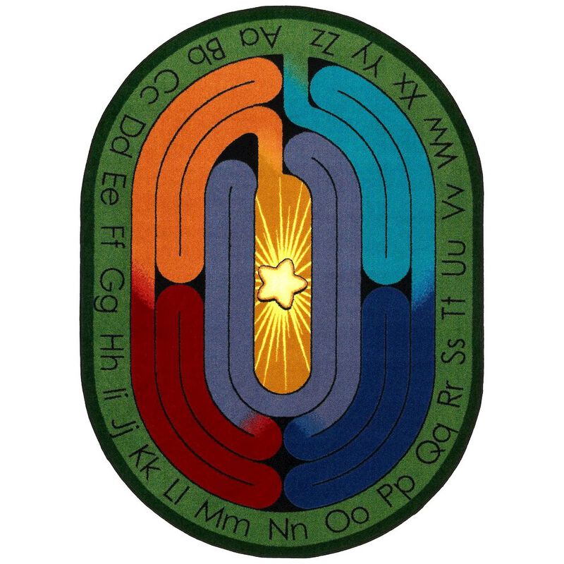 Joy Carpets Kid Essentials Amazing ABC's 5'4 x 7'8 Oval Area Rug in Color Multi