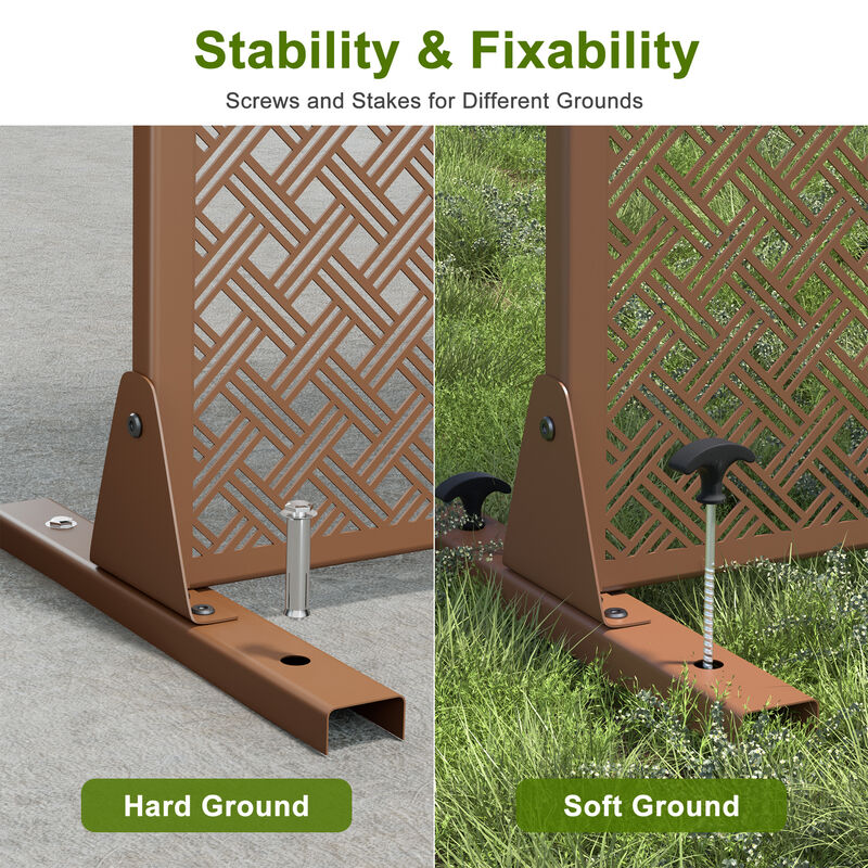 Arched Metal Outdoor Privacy Screen, Freestanding Outdoor Divider Decorative Privacy Fence