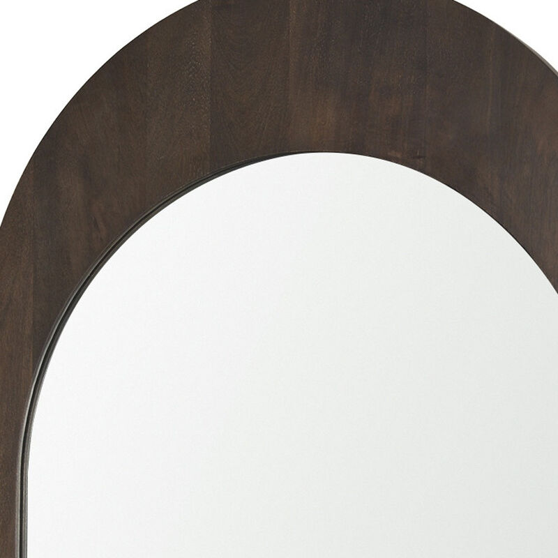 HomeRoots 48" Brown Solid Wood Arch Framed Accent Mirror image number 2