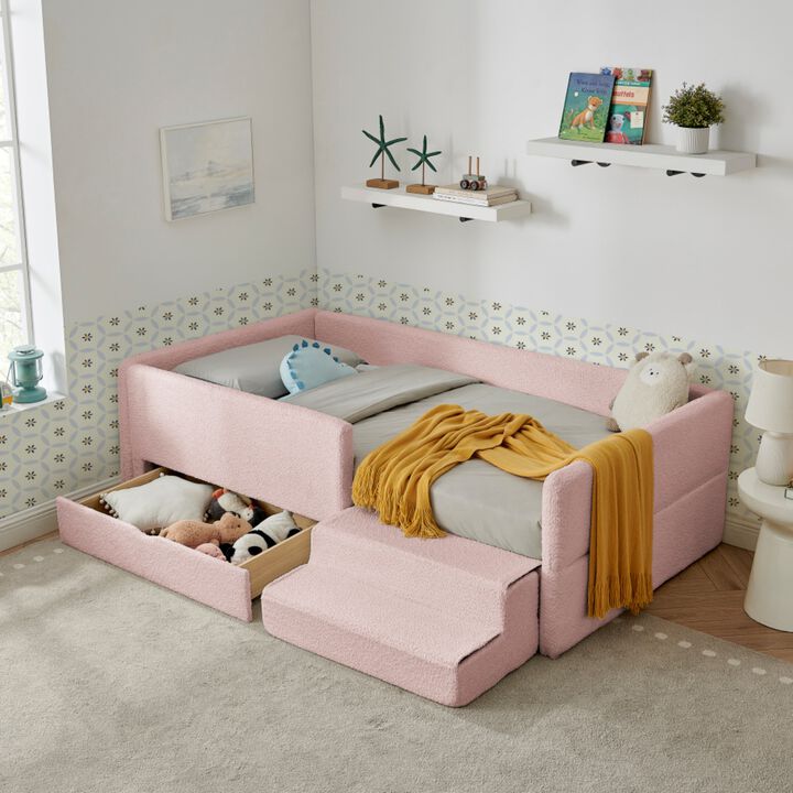 Josmok Multi-Functional Boucle Upholstered Toddler Bed