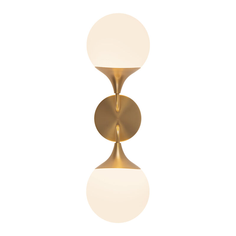 Nouveau 19-in Aged Gold/Opal Matte Glass 2 Lights Damp-Rated Wall/Vanity Light image number 4