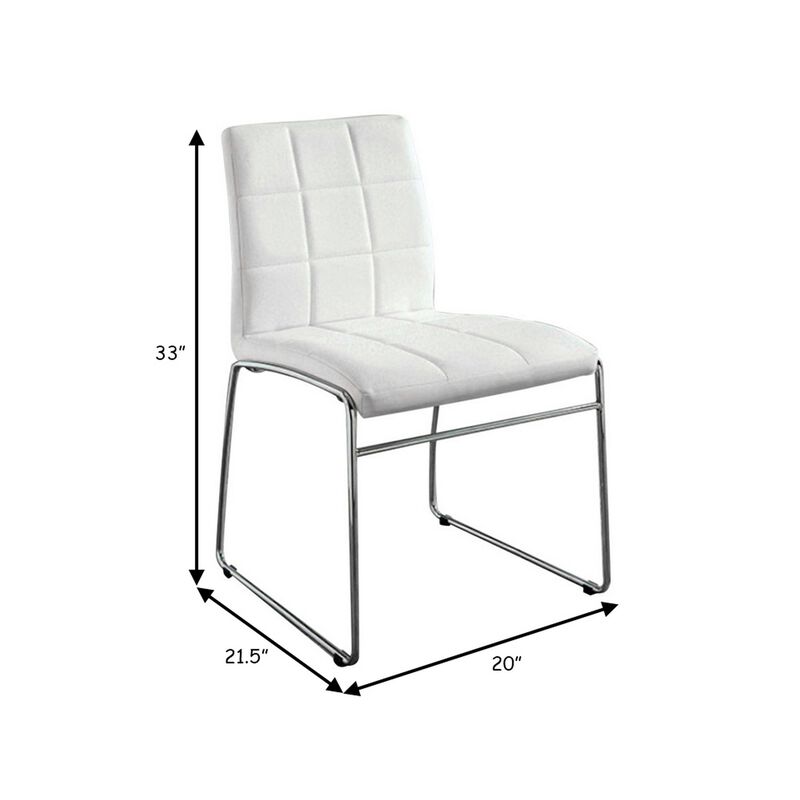 Oahu Contemporary Side Chair With Steel Tube, White Finish, Set of 2-Benzara