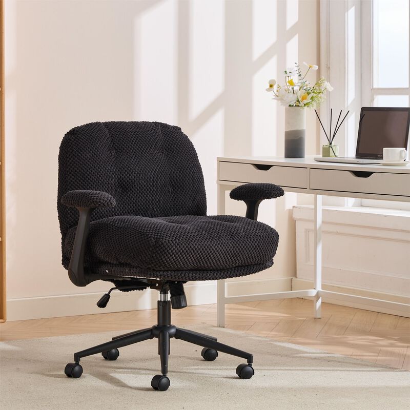 Cross Legged Office Chair with Flip-Up Arms, Adjustable Height Swivel Desk Chair image number 1