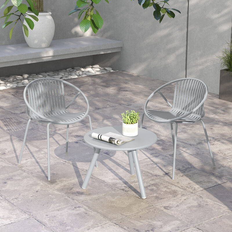 All-Weather PP Patio Conversation Set with Round Coffee Table and 2 Chairs for Outdoor Relaxation