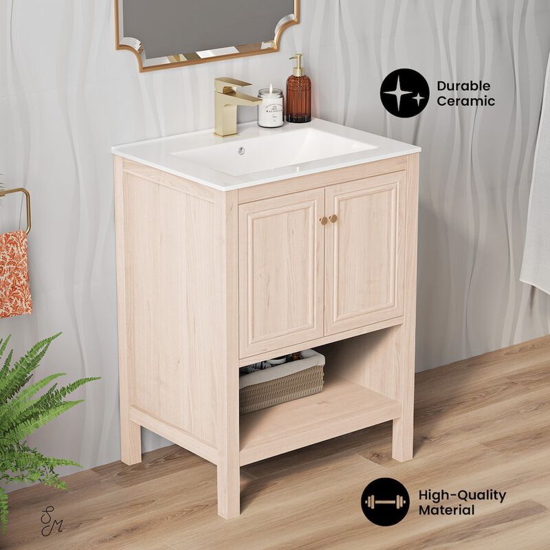 Chateau 24" Freestanding Bathroom Vanity in White Oak with Sink Top image number 2