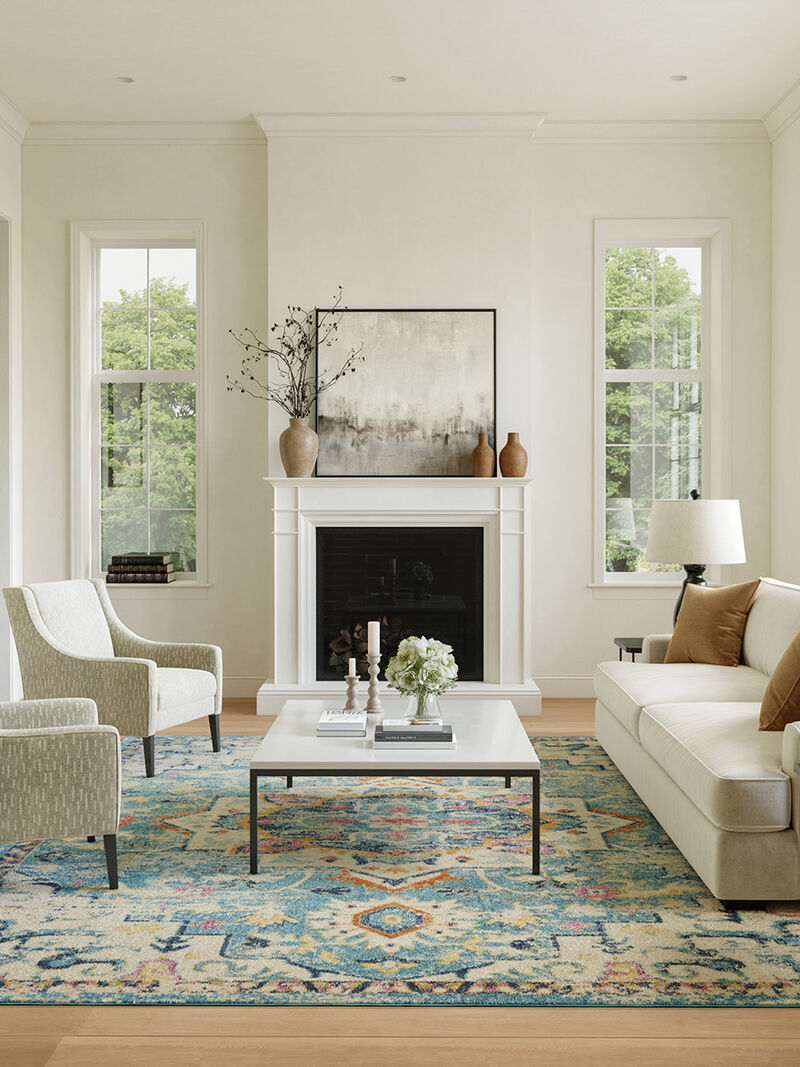 Passion PSN25 Ivory/Light Blue 6'7" x 9'6" Rug image number 9
