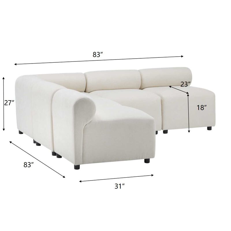 Christopher Knight Home Iansan Modern 5 Piece Chenille Modular Sectional Sofa with Rround Back