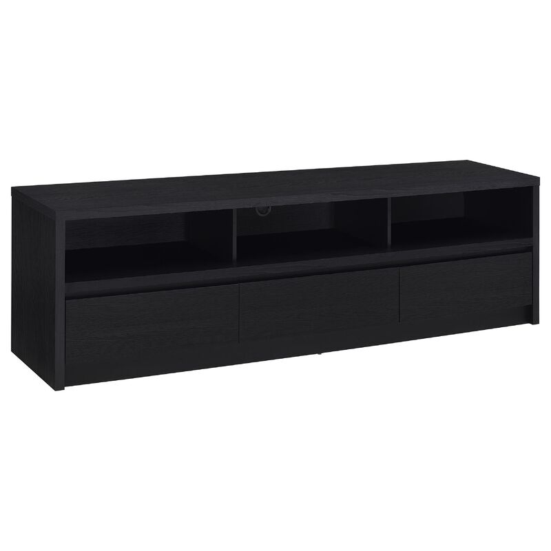 Rutvy TV Stand Media Console with Open Shelves, Black Wood 78 Inch image number 2