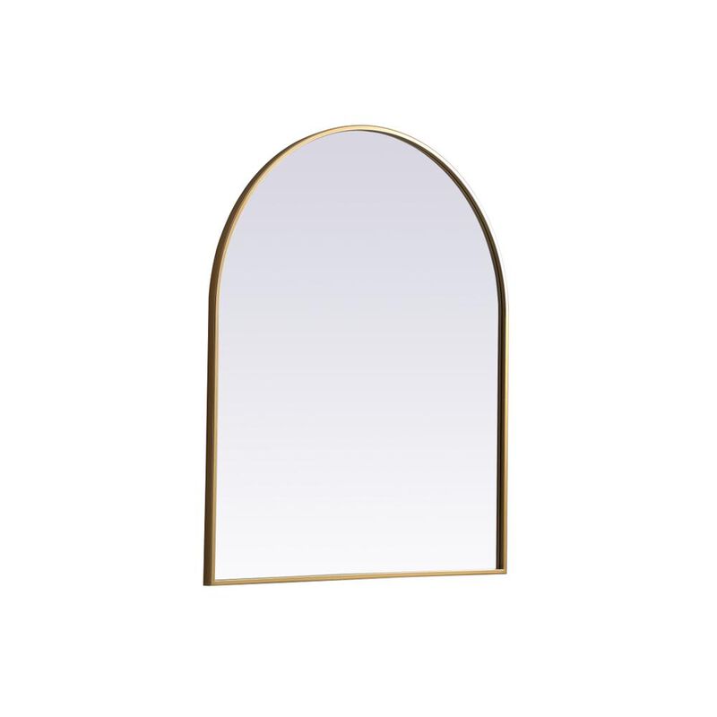Elegant Decor Metal Frame Arch Mirror 30x36 Inch in Brass