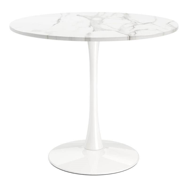 Modern Classic Round Pedestal Dining Table with Top and Gold Base