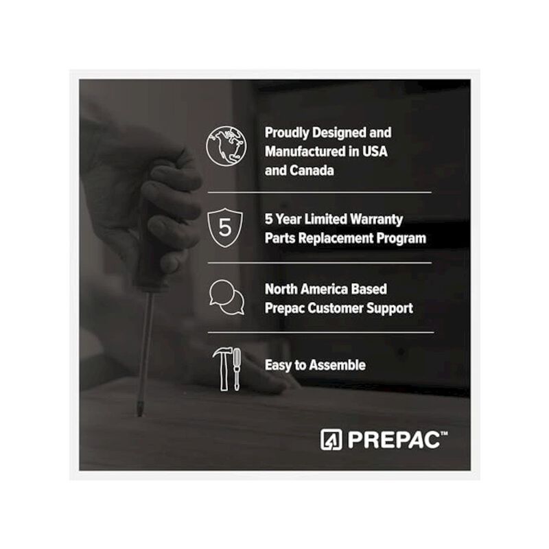 Prepac Finnley Sideboard Cabinet Buffet Black Oak Engineered Wood with Storage