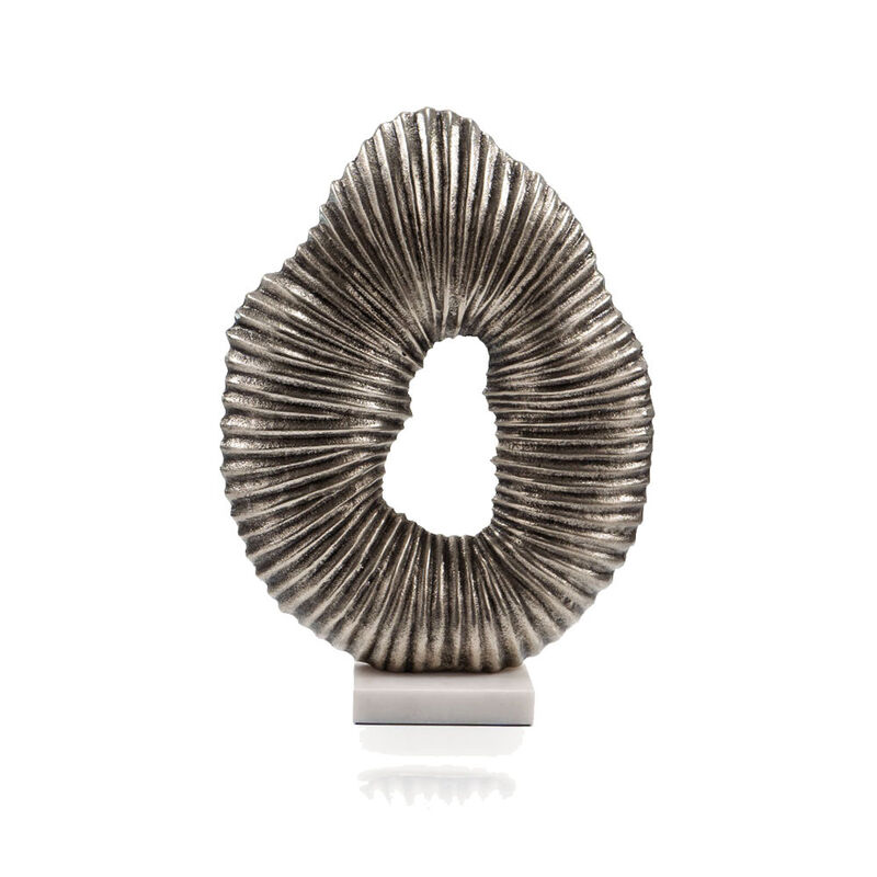 HomeRoots 17" Silver And White Aluminum And Marble Tabletop Sculpture image number 0