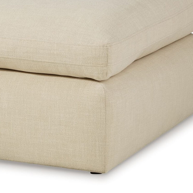 Elize Oversized Accent Ottoman, Beige Polyester, Soft Cushion, 42 Inch - Benzara