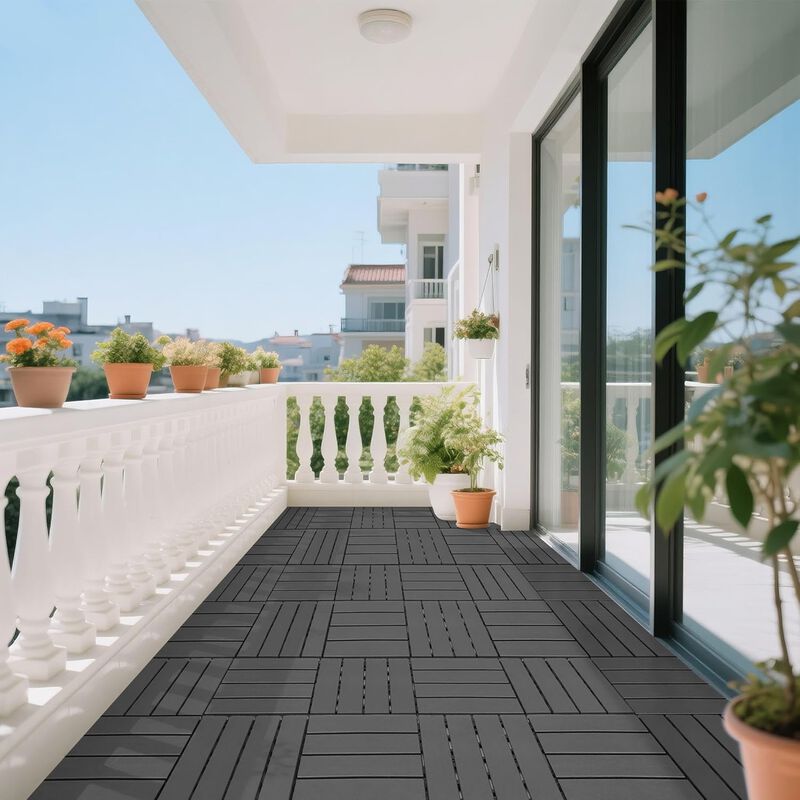 44 Pcs Plastic Interlocking Deck Tiles, Outdoor Patio Flooring, Waterproof Patio Pavers for Pool Balcony Backyard Porch image number 6