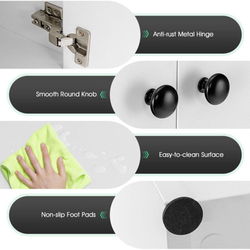 Hivvago 2 Door Storage Base Cabinet with 3-Tier Shelf-White