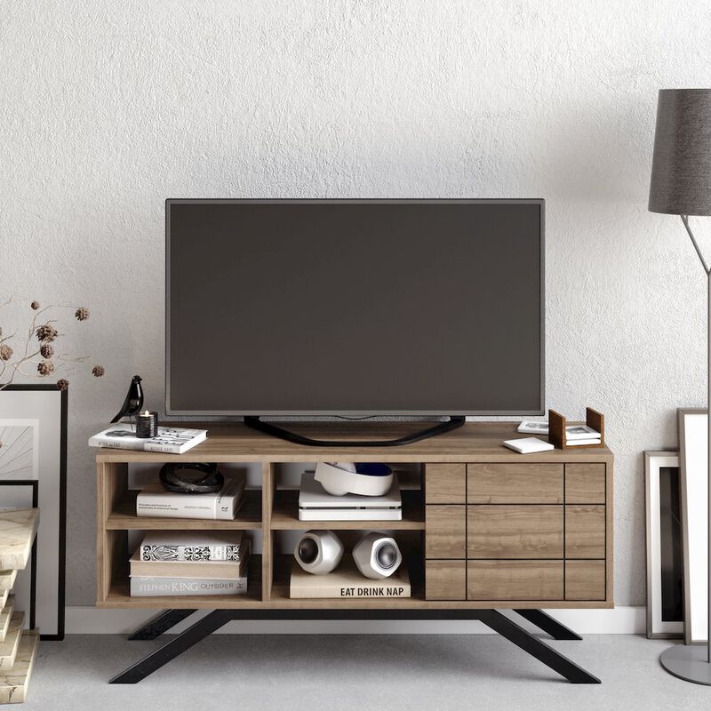Decorotika North Tv Stand - Walnut & Black