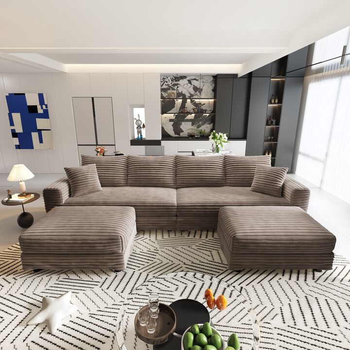 Merax 4-Seat Cloud Sofa with Movable Ottoman