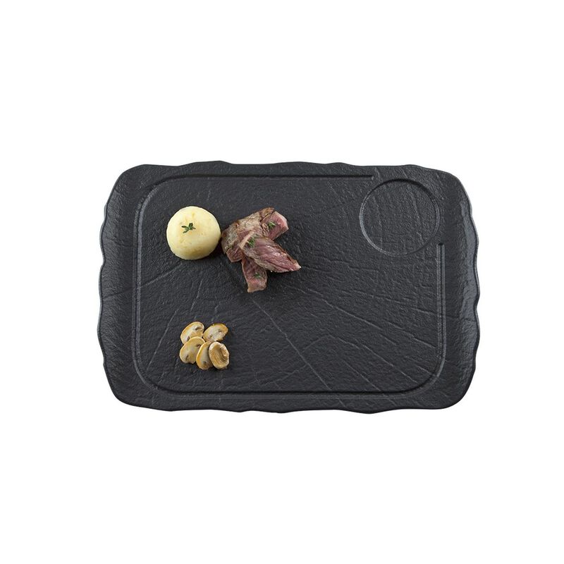 Shade 14.5" x 9" x h:0.5" Rectangular Black Porcelain Platter