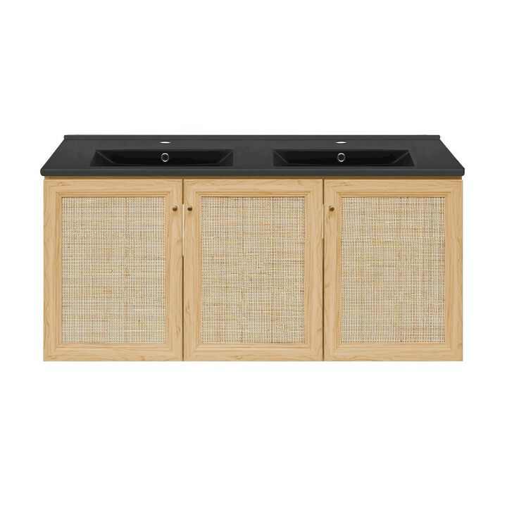 48" Wall-Mounted Bathroom Vanity with Double Basin Sink Top