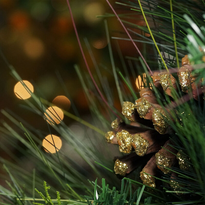 Artificial Mixed Pine with Pine Cones and Gold Glitter Christmas Wreath - 30 -Inch  Unlit image number 3