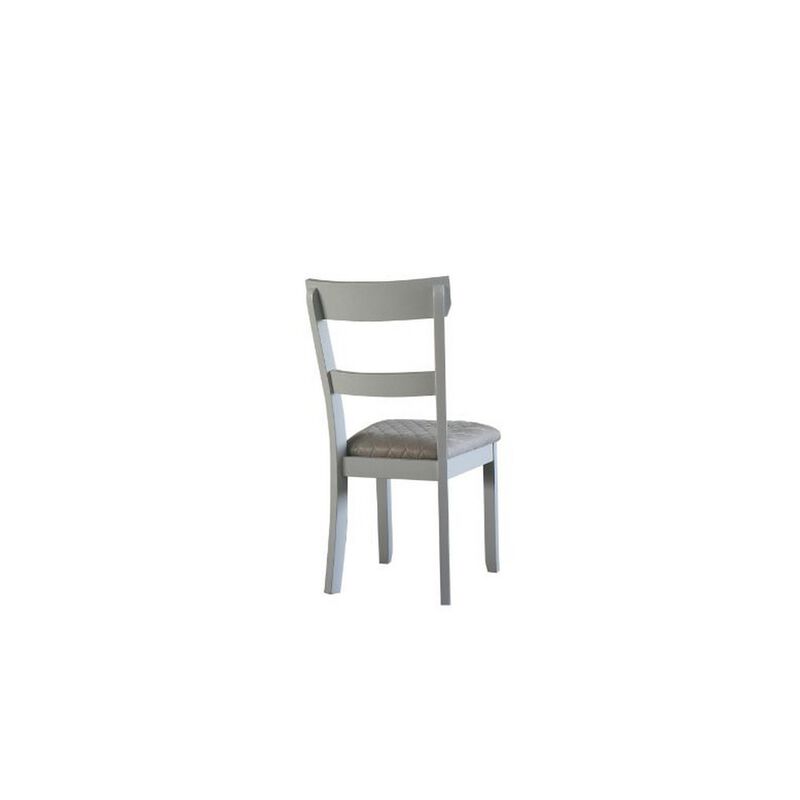 Side Chair with Fabric Seat and Open Back, Set of 2, Beige-Benzara
