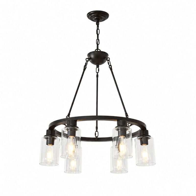 8-Light Adjustable Height Wagon Wheel Chandelier image number 0
