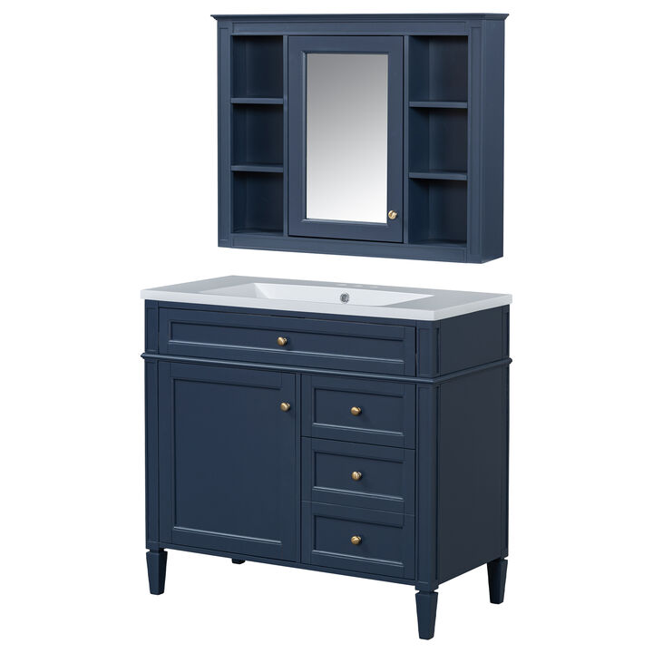 36'' Single Sink Bathroom Vanity with  Mirror cabinet