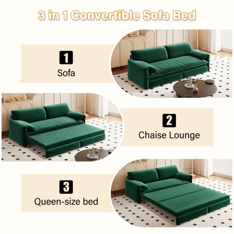 Lescet Velvet Pull‑Out Sleeper Sofa Bed image number 6