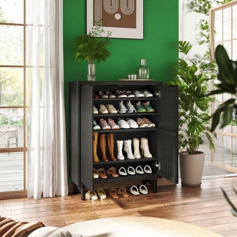 Black Shoe Cabinet  &ndash; Sturdy Storage for Shoes For Entryway image number 6