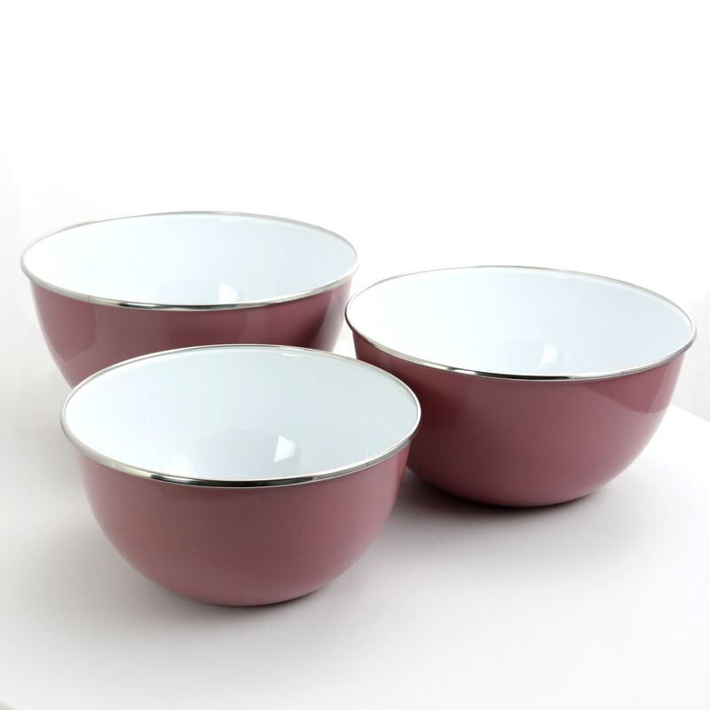 Gibson Home Plaza Cafe 3 Piece Stackable Nesting Mixing Bowl Set with Lids in Lavender