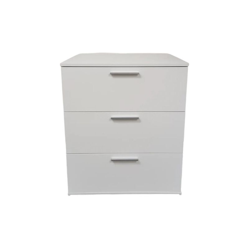 Moru Wide Dresser Chest, 3 Jumbo Drawers, Modular Design, White Wood