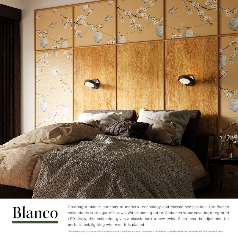 Blanco 6-in Alabaster Damp-Rated Dimmable LED Wall/Vanity Light with Urban Bronze Finish image number 3