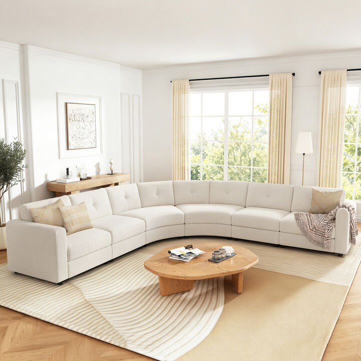 Merax Curved Modular Sectional Sofa with Customizable Layout, High-Resilience Foam & Pocket Spring Seats