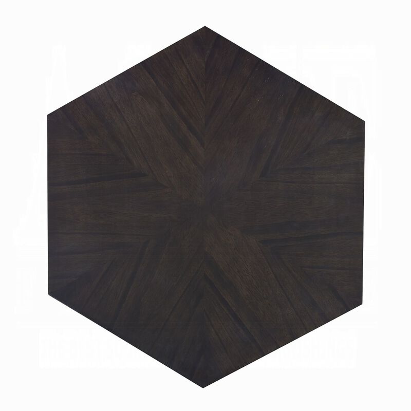 Hano Coffee Table, Black Rubberwood, 50 Inch, Modern Geometric Body - Benzara