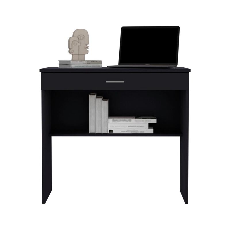 Montana Storage Desk, Spacious Stylish with Drawer and Shelf, Black -Office