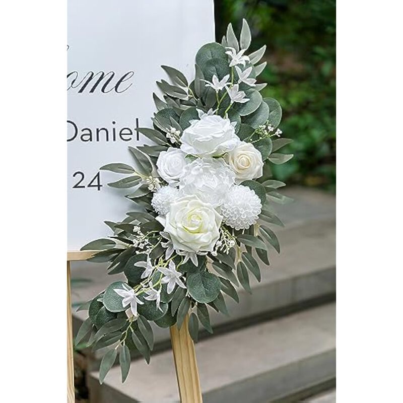 White Artificial Flowers Wedding Centerpiece Decor Flower Swag image number 3