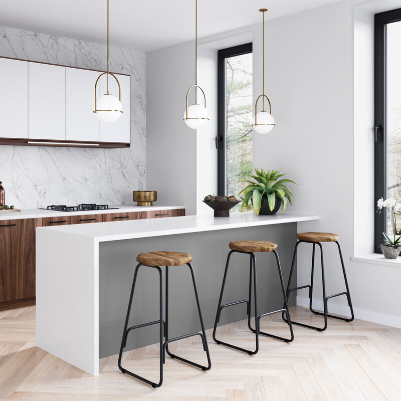 Orson Industrial Metal 26 inch Saddle Counter Height Stool (Set of 2) in Natural