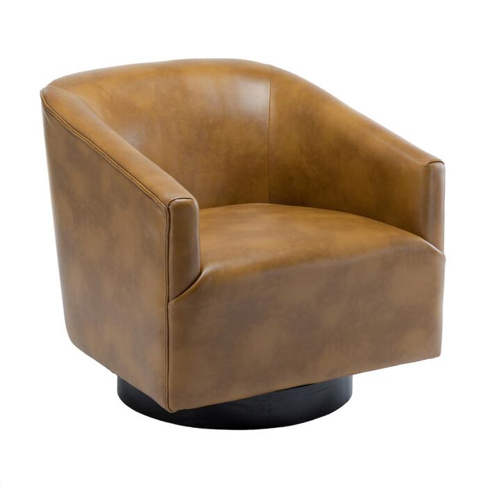 Comfort Pointe Gaven Camel Wood Base Swivel Chair