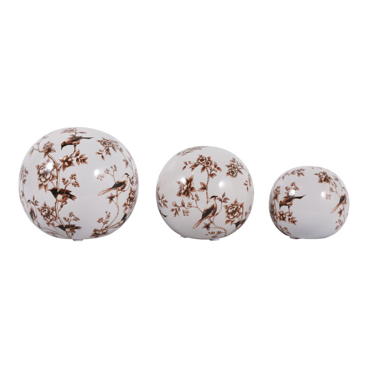S/3 4/5/6" Birds & Blooms Orbs