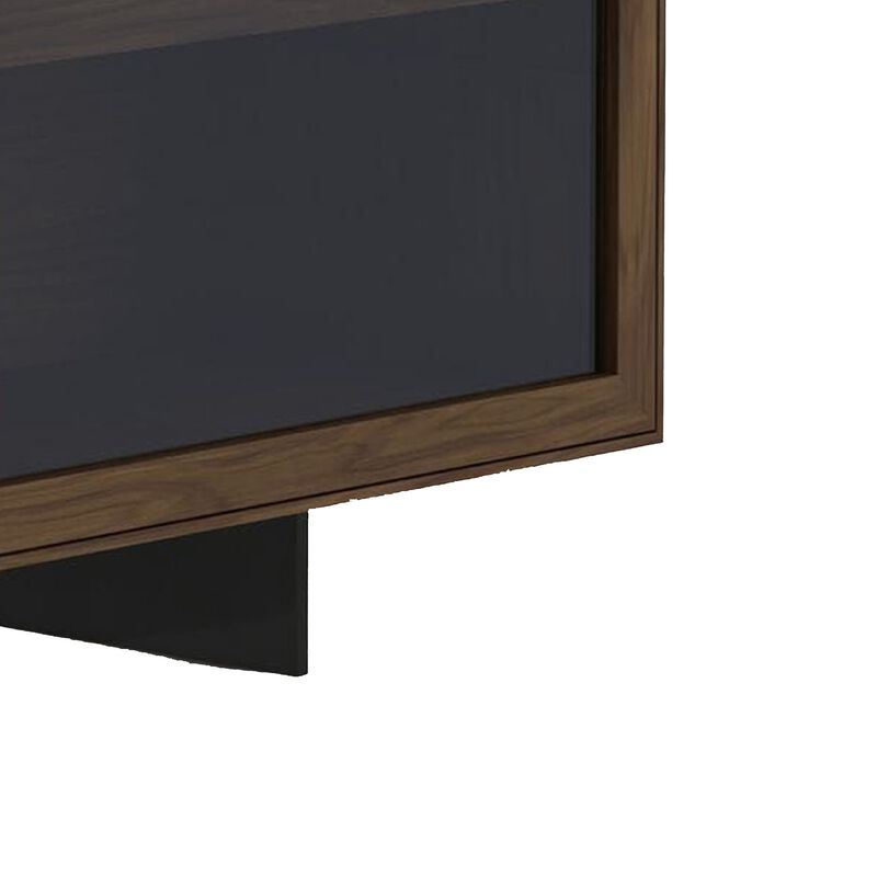 Cid Tera Sideboard Buffet Cabinet, 89 Inch Brown Walnut Veneer, 2 Angled Doors image number 2