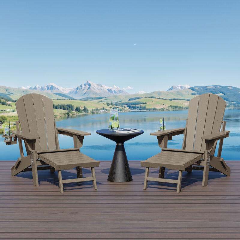 WestinTrends Folding Adjustable Adirondack Chair with Retractable Ottoman and Cup Holder (Set of 2) image number 1