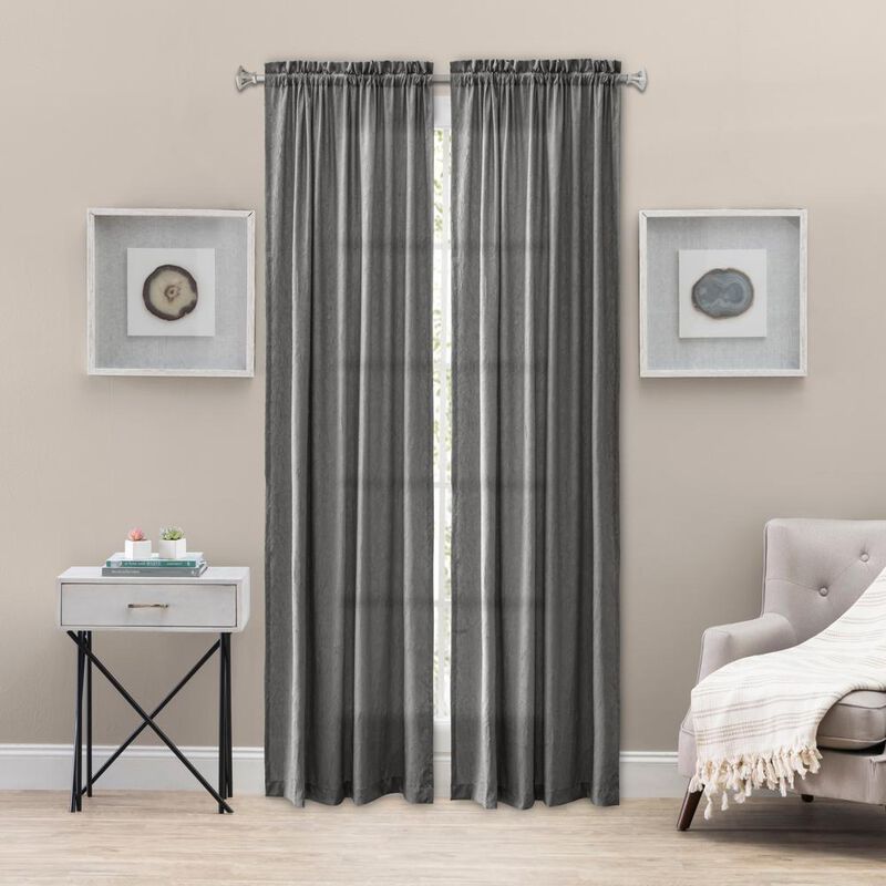 Ellis Curtain Portland Crushed Taffeta Rod Pocket Tailored Panel - 48x84", Grey