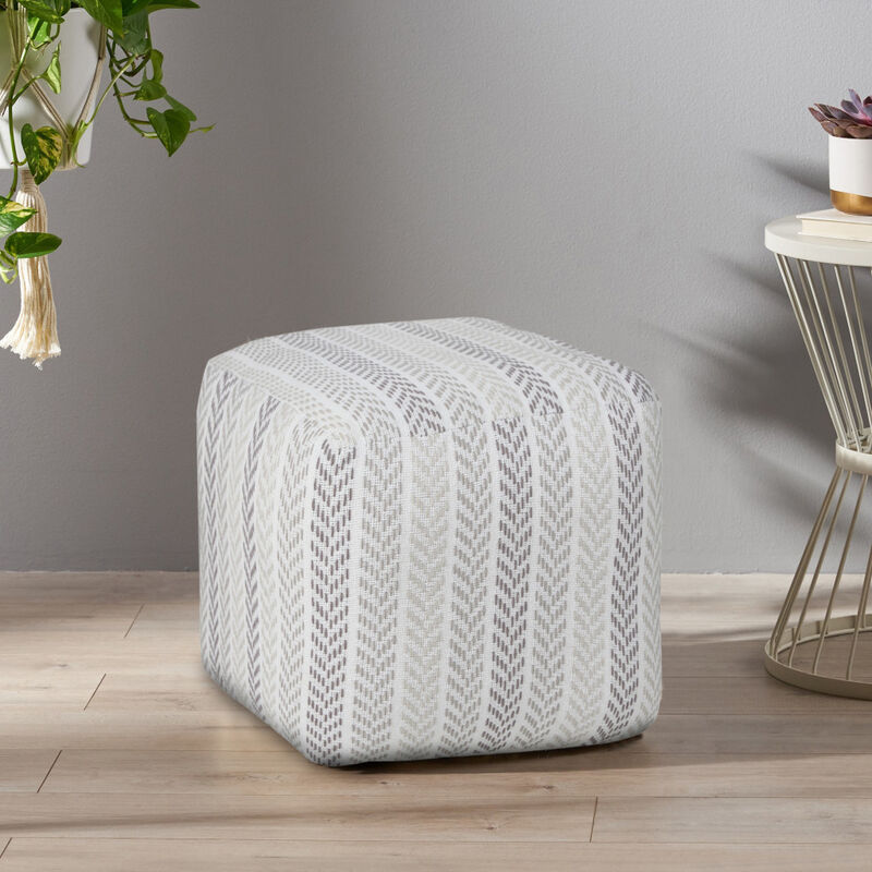 Cotton Pouf Ottoman – Chevron Accent for Living Room or Bedroom