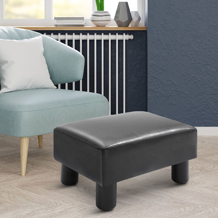 Ebony Relaxation: Padded Black Rectangular Ottoman for Living Spaces