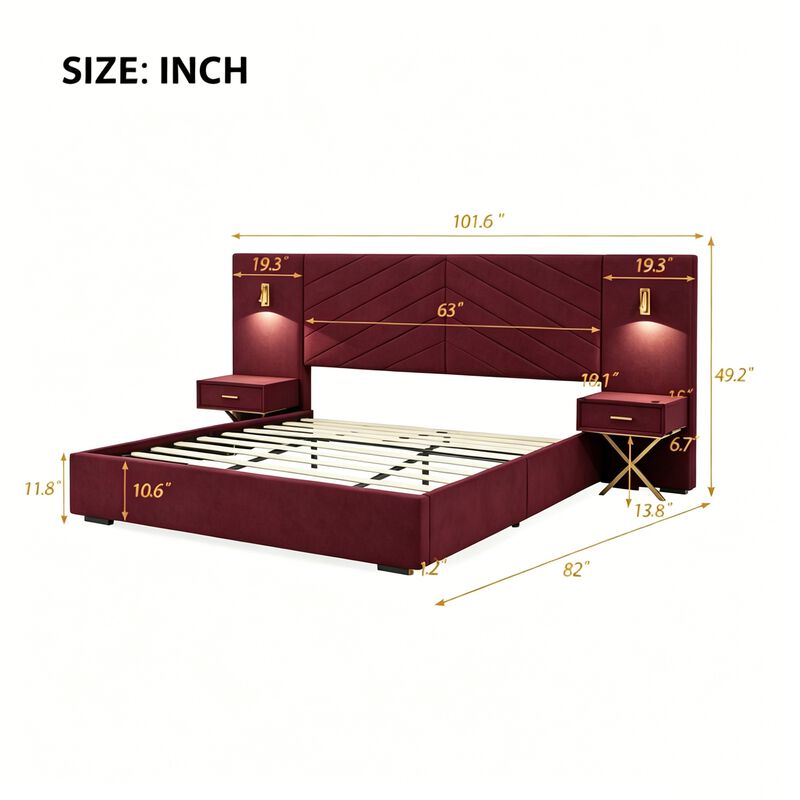 Nunmuk Velvet Upholstered Platform Bed image number 9