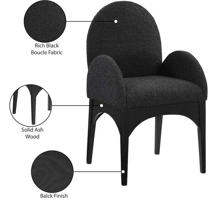 Meridian Furniture Waldorf Black Boucle Fabric Dining Chair