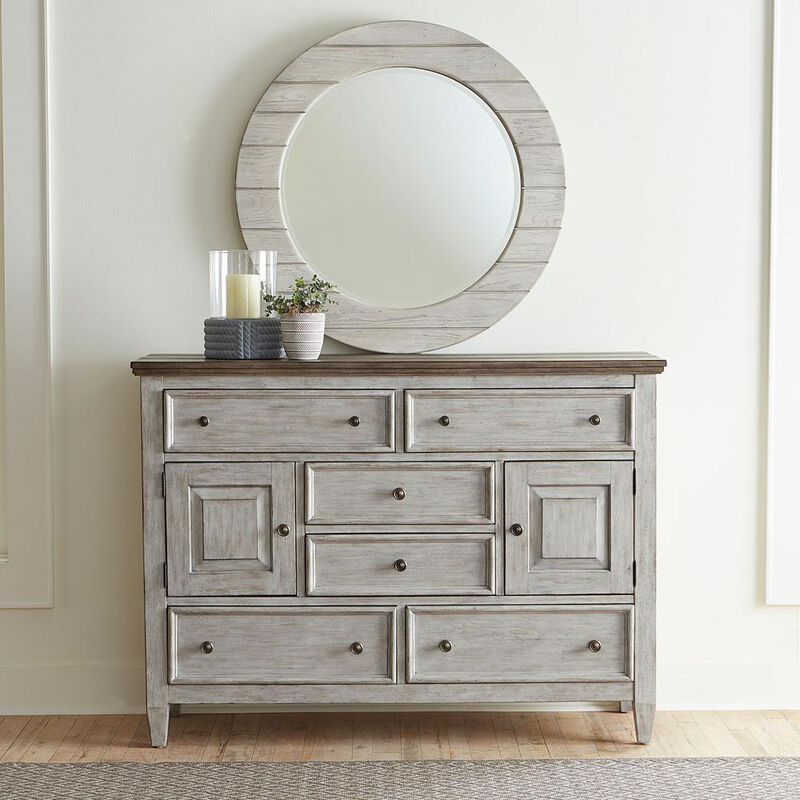 Liberty Furniture Heartland 2 Door 6 Drawer Chesser in Antique White w/ Tobacco Top image number 4