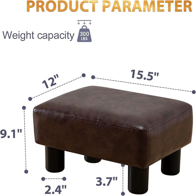 ShipItFurniture Espresso Brown PU Leather Small Rectangle Footstool image number 5