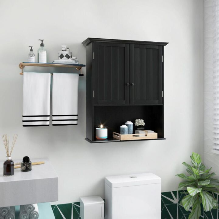 Hivvago 2-Door Wall Mount Bathroom Storage Cabinet with Open Shelf