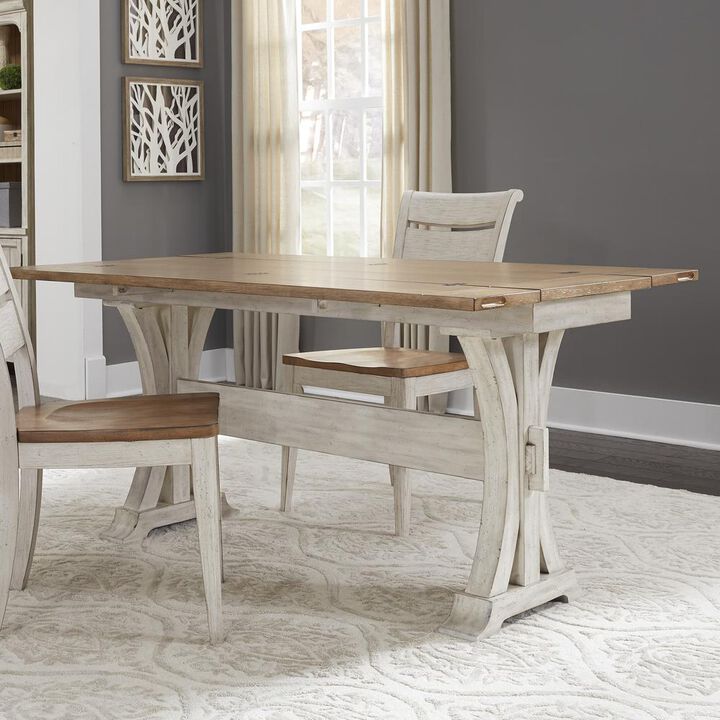 Liberty Furniture Farmhouse Reimagined Flip Lid Sofa Table in Antique White w/ Chestnut Top